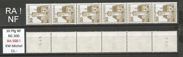 RM Burgen und Schlösser 30 Pfg Rollenanfang 500 Neue FL postfrisch