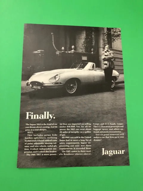 1968 Jaguar Xk-E Xk E Xke Original Vintage Print Ad Advertisement Printed A5
