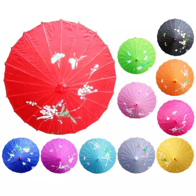 PARASOL UMBRELLA Chinese Japanese Bamboo Flower Pattern Fabric 80cm Diameter 2