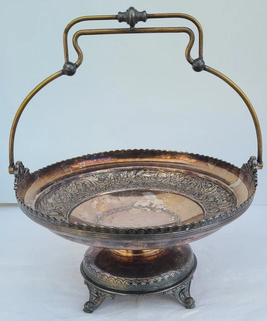 Antique Vintage Wilcox  Silverplate CO Brides Basket with Handle Frame