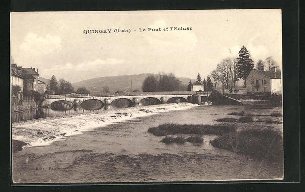 CPA Quingey, Le Pont et l´ Ecluse