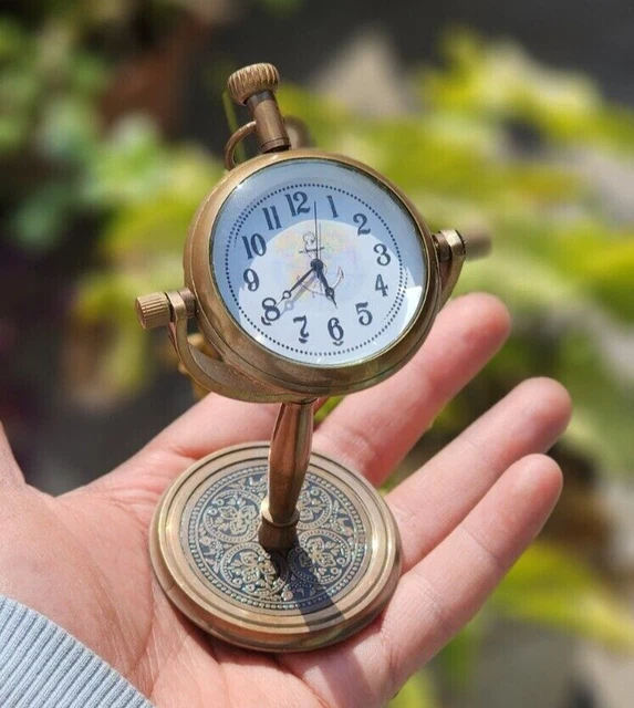 Reloj de escritorio vintage mesa antigua mesa latón regalo decorativo mecánico