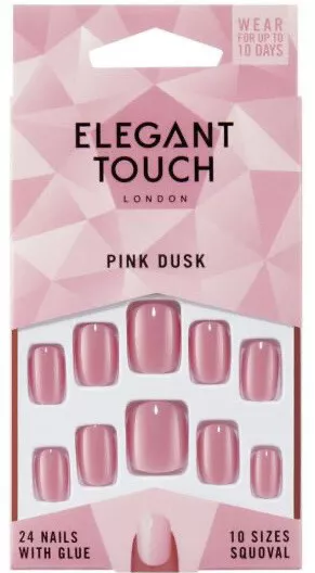 24 faux ongles  Pink Dust ELEGANT TOUCH London avec colle