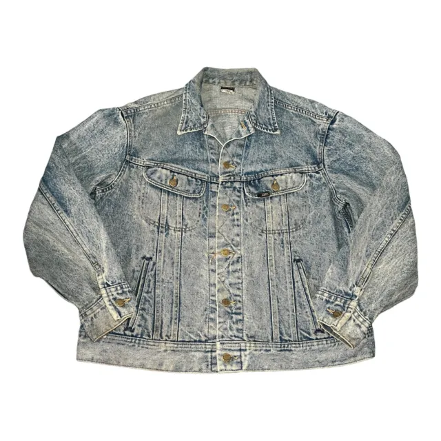 Vintage Lee Denim Jacket Mens L Large Blue USA Made Trucker 100% Cotton *Flaws*