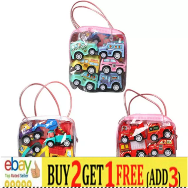 6Pcs/Set Toy Cars Gifts Pull Back and Go Vehicles for Baby Boys 1/2/3 Years Trc