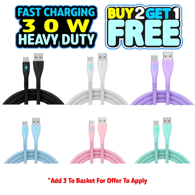 Fast Charger For Samsung Galaxy S22 S21 S20 S10 Type C USB-C Data Charging Cable