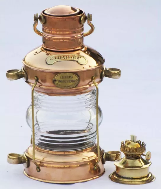 Anker Öl Lampe Messing & Kupfer ~ Nautisch Maritim Schiff Laterne ~ Boot Licht