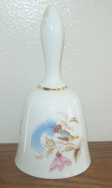 Bareuther Waldsassen Porcelain Ceramic Bell - Bavaria Germany - Birds & Flowers