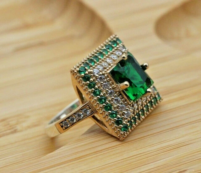 Bague pour femme émeraude faite à la main pour femme Bague en argent 925 k...
