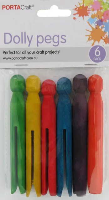 Dolly Pegs 111x14mm 6 Pack Coloured (Product # 075852)