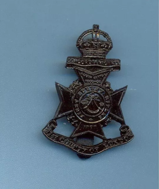 COUNTY OF LONDON REGIMENT.21st BATTALION SURREY RIFLES.COATED METAL CAP BADGE