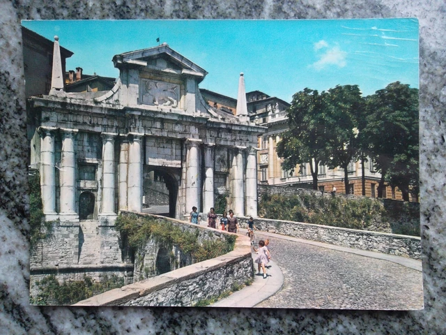 cartolina bergamo porta s. giacomo  e mura venete