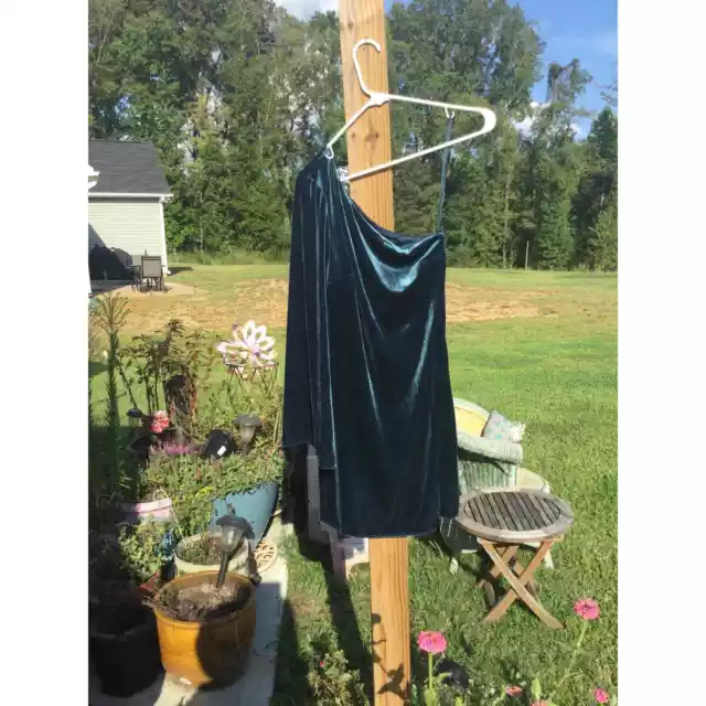 French Connection womens one shoulder dress 4 NEW velvet green emerald turquoise