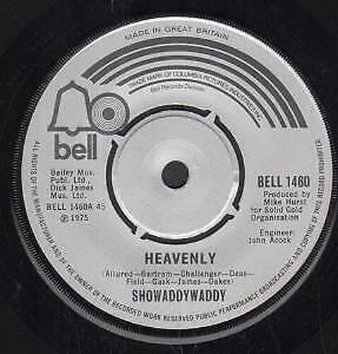 SHOWADDYWADDY Heavenly 7 INCH VINYL UK Bell 1975 Four Prong Label Design B/W