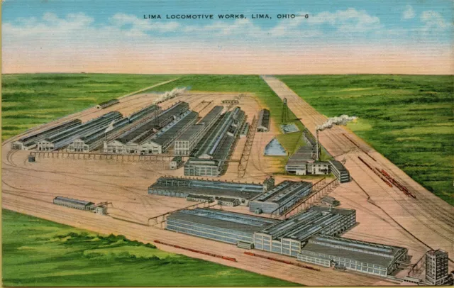 Air Aerial View Lima Locomotive Works Lima Ohio OH Postcard D19