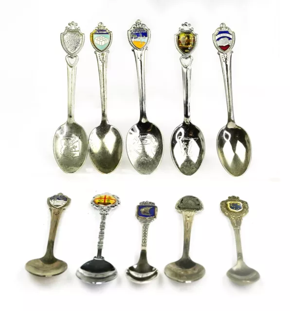 LOT of 10 Collectible Antique Souvenir Spoons from World Wide - SP18A