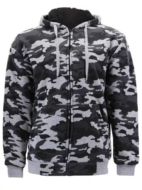 Men's Athletic Warm Soft Sherpa Lined Fleece Zip Up Sweater Jacket Hoodie