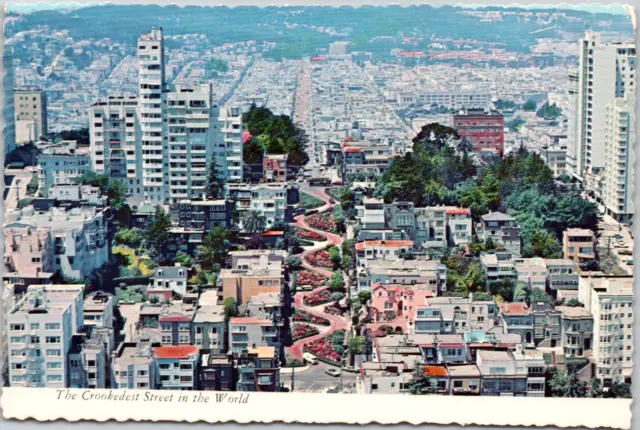 San Francisco California CA Crookedest Street World Aerial View Vintage Postcard