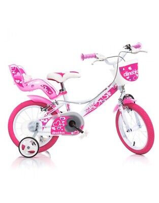 Bici bambina 16 bicicletta Kron Hydra bimba rosa bianca fucsia rotelle cestino 