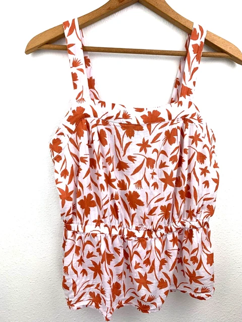 DIP Floral Peplum Tank Womens Size S Lightweight Cotton Blend Sleeveless Top