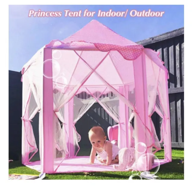 RISEMART Princess Castle Play Tent for Girls - Includes LED Lights and 3D Butter