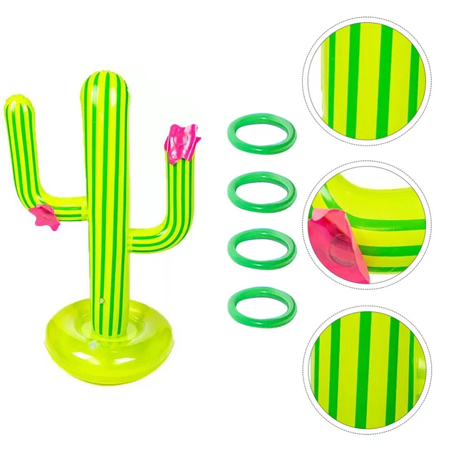 Jeu Gonflable Lancer D'Anneaux Pour Piscine - 1 Croix Flamant + 6 Anneaux + Pompe à Main