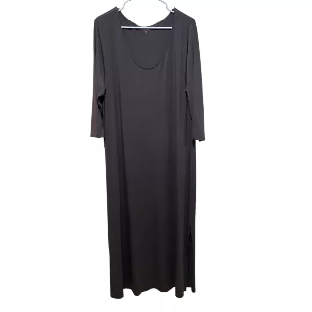 Garnet Hill Tencel Stretch Jersey Knit Lagenlook Draped Side Slits Dress Size XL