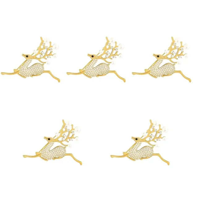 5 Count Christmas Elk Brooch Alloy Miss Pearl Brooches for Women
