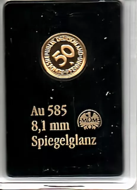 Golderinnerungsprägung "50 Pfennig" Gold (585/1000) aus dem KMS der Mark der DDR