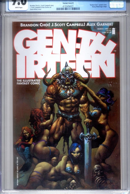 PRIMO:  GEN 13 #1 D Barbari-GEN BISLEY variant 1995 Image comics NM+ 9.6 CGC 2