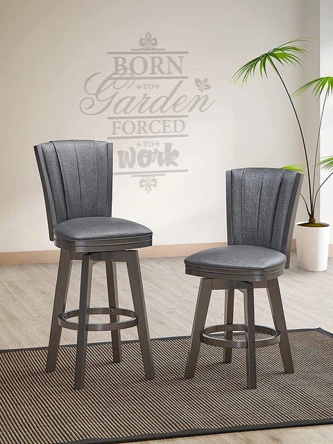 New Furniture Diva Swivel Bar Stool Set of Two 30" Glitter Gray 30-Inch