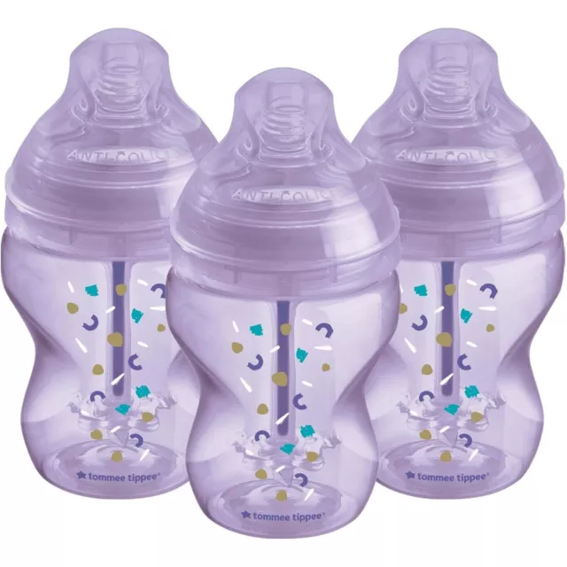 Tommee Tippee Advanced Anti-Colic Baby Bottle 260ml, 3 Pack Slow-Flow 0m+ 422747