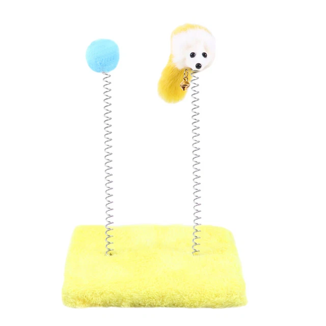 1 pieza Creativa Base Cuadrada Mascota Gato Rascador Juguete Divertido Resorte Difusa Bola Mascota