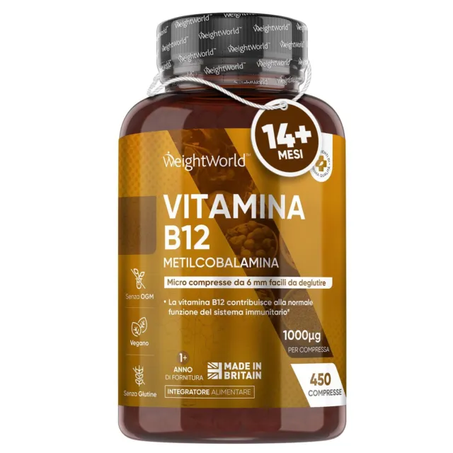 Vitamina B12 1000mcg ad Alto Dosaggio, 450 Micro Compresse di B12 Vitamina (14+