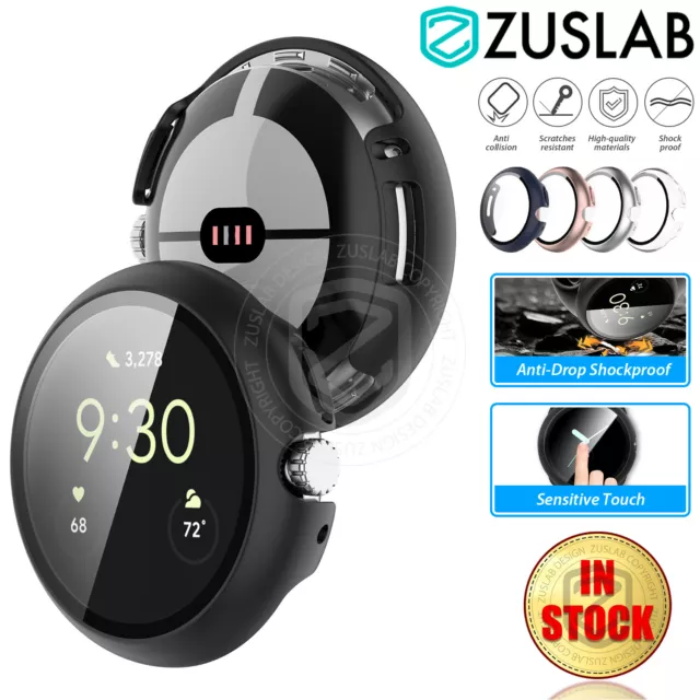 For Google Pixel Watch Case Tempered Glass Shockproof Full Cover