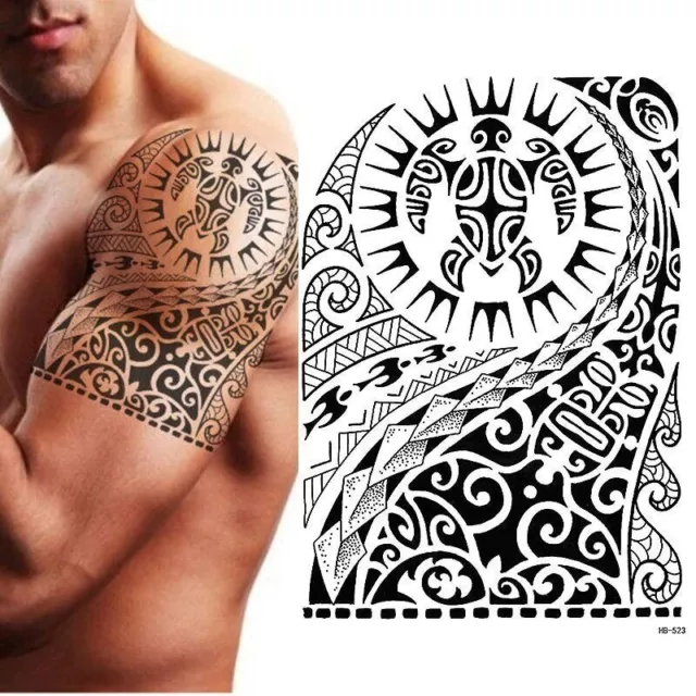 TRIBAL MAORI TEMPORARY Tattoo - Wolf Lion Tattoos Sticker Full Arm