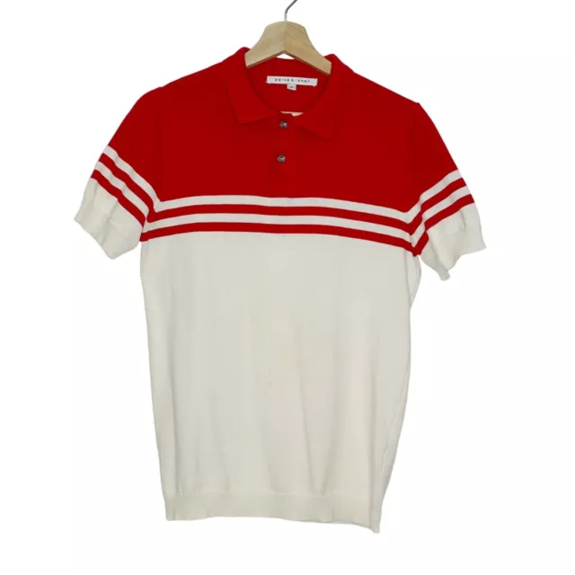 parke & ronen Knit Red and White Polo Shirt Mens Short Sleeve Small Striped