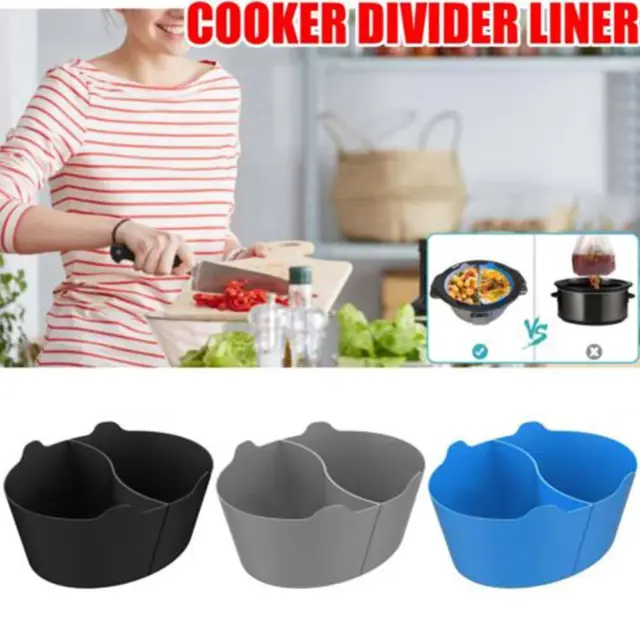 Slow Cooker Divider Liner Reusable & Leakproof Silicone Crockpot Divider  Liners, Dishwasher Safe Cooking Liner for 6-8 Quart Pot (Red+Blue) 