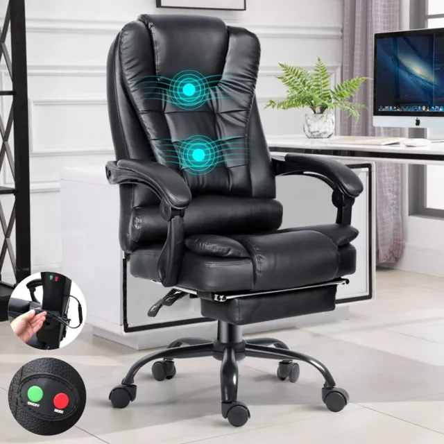 Executive Office Chair Massage Ergonomic Gaming Swivel Recliner Luxury Leather