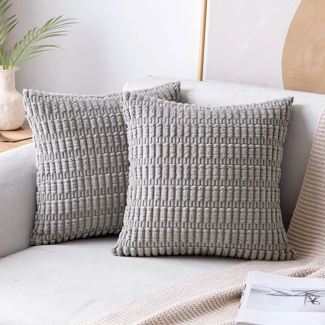 MIULEE Pack of 2 Corduroy Decorative Throw Pillow Covers 18x18 Inch Soft Boho...