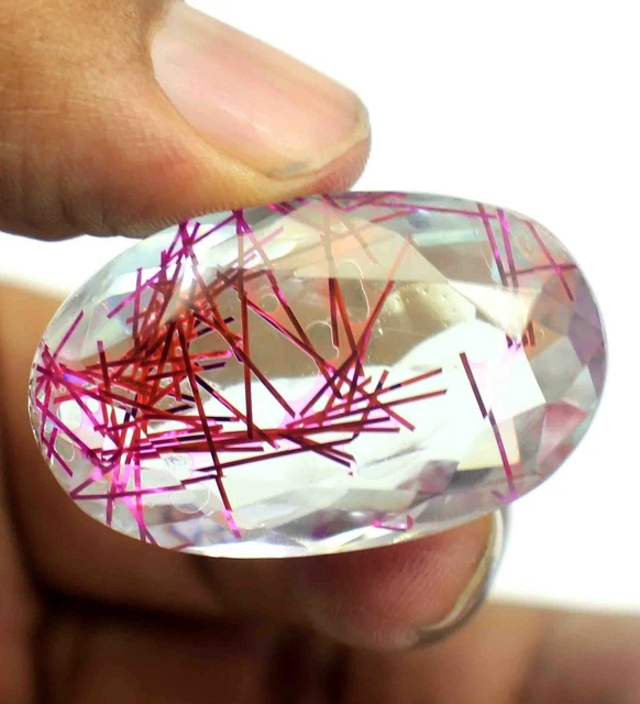 99.70 CT Certifié EGL Brésilien Rose Rutile Quartz Impressionant Gemme DN582