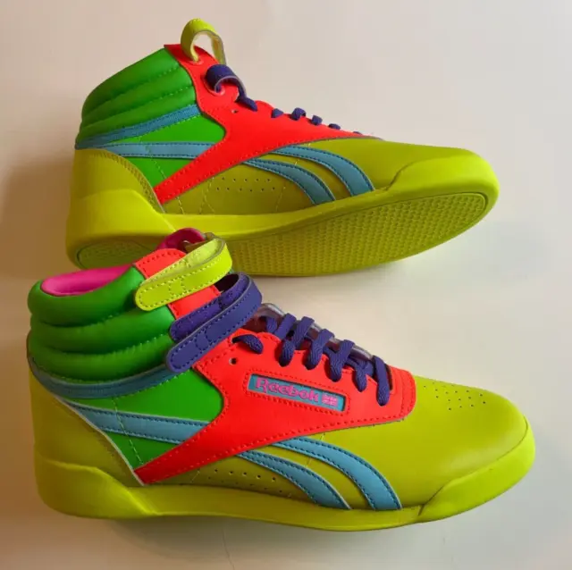NWT Reebok F/S FreeStyle HI Big Kids Size 5.5 Multi-Color Leather Shoes GY7475