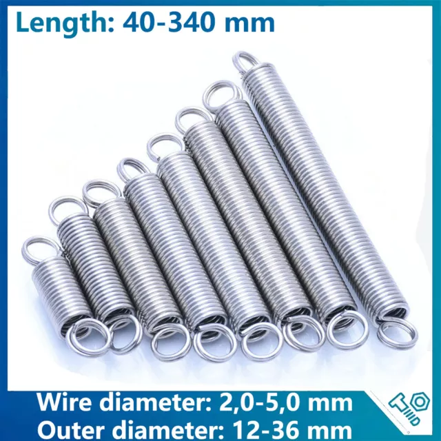 Stainless Steel Spring Expansion Extension Tension Springs Wire Dia 2.0mm-4.0mm