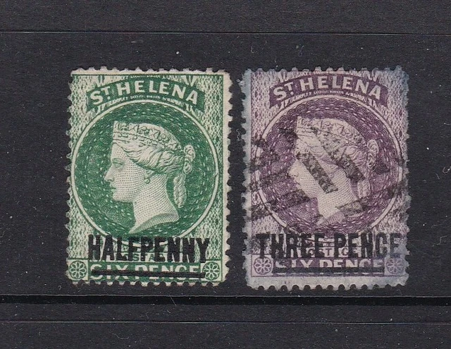 St Helena Two Qv 1884 Surcharges