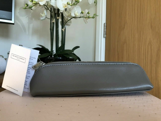 NEW The White Company small taupe leather brush / pencil case /make up bag