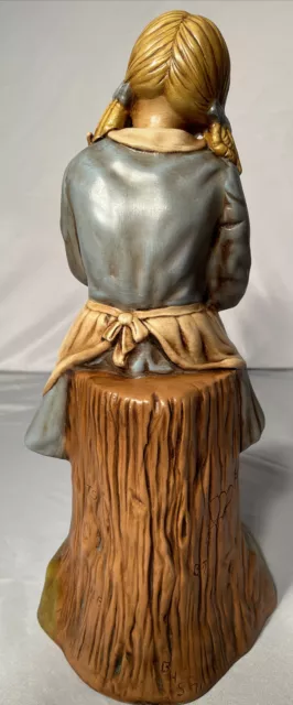 Vintage Holland Mold Girl Sitting On Tree Stump Holding Dog Puppy 1971 16” Tall 6
