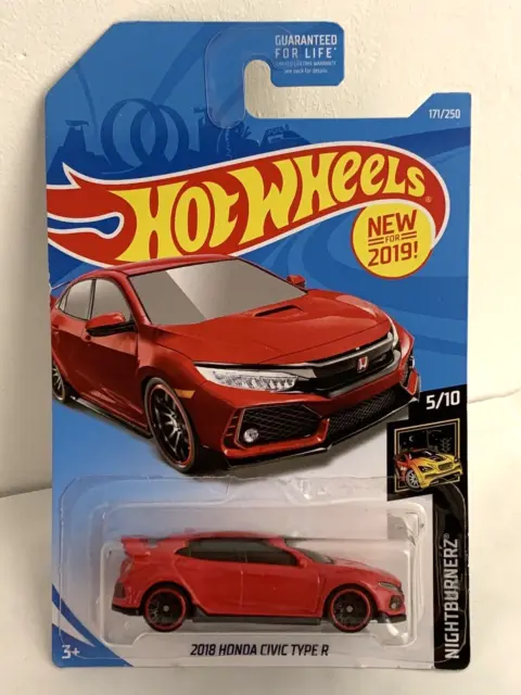 Hot Wheels 2018 Honda Civic Type R Nightburnerz 2019 5/10 Long Card 171/250
