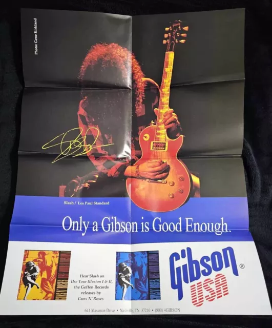 *RARE* Gibson Les Paul Brochure with fold out Guns N' Roses' Slash Poster 1993