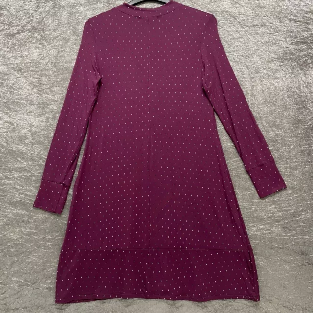M&S Collection Jersey Dress Maroon Plum Mix Spot / Dash Tunic Dress size 12 3