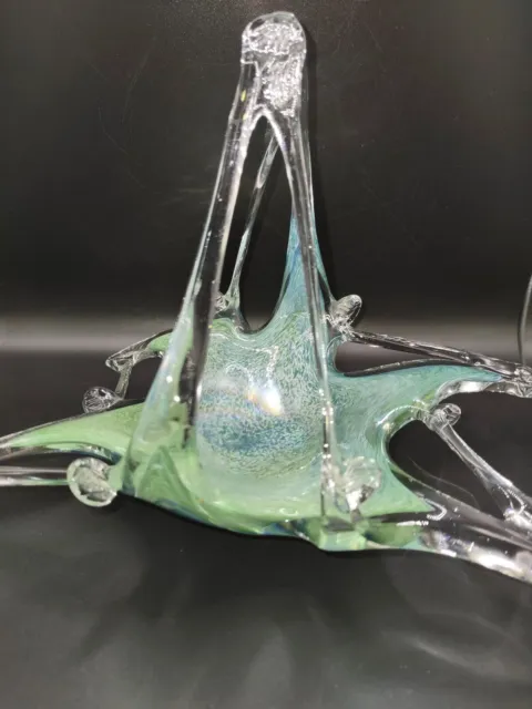 Murano Art Glass hand blown blue green Starfish dish